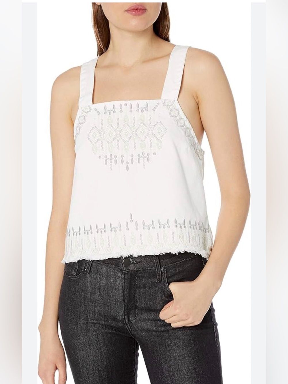 BLANKNYC Embroidered Cotton Crop Top In Snow Flake Size XS